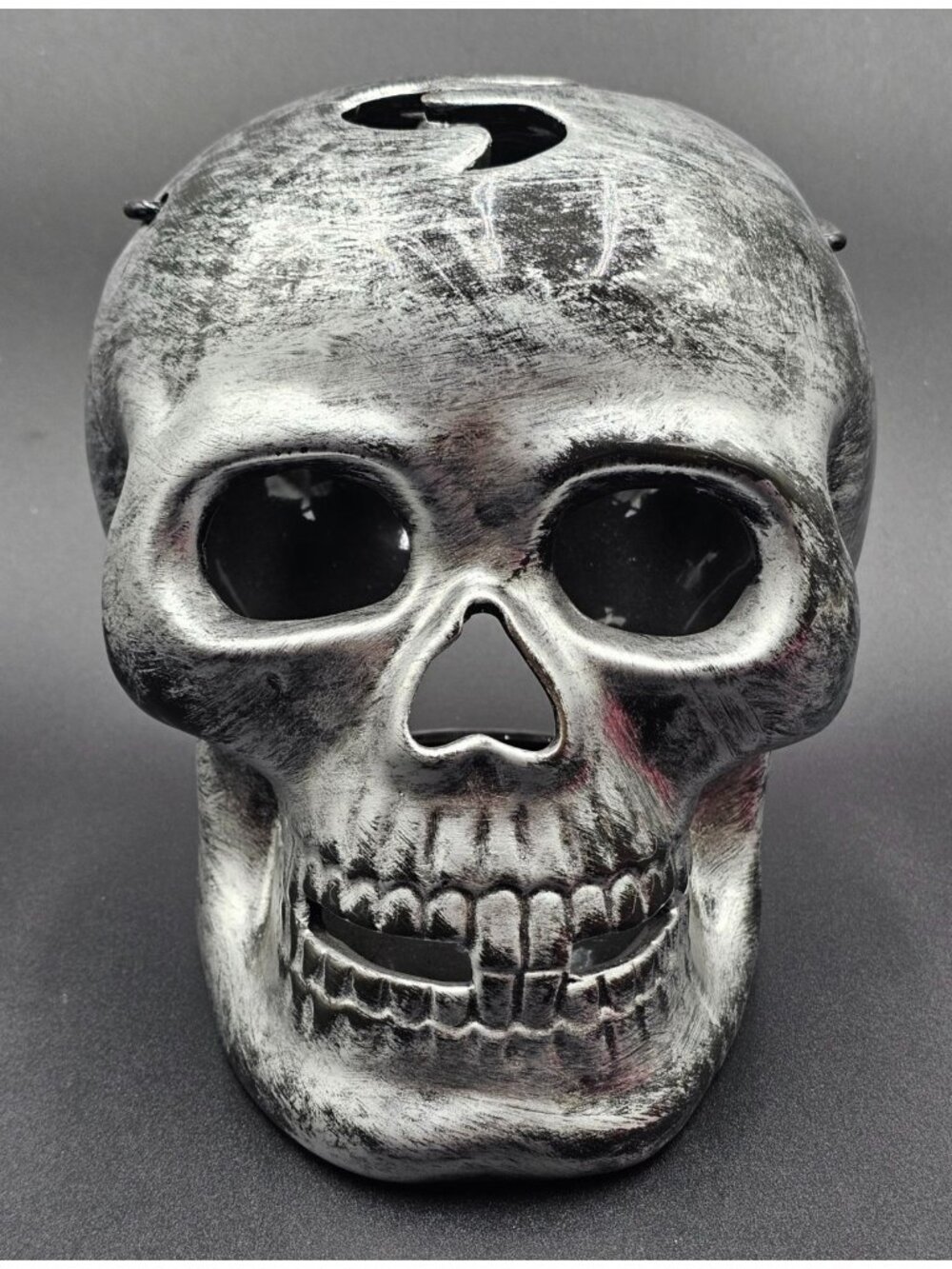 Ceramic Silver Skull Tea Light/Votive Lantern Halloween Gothic Spooky Décor